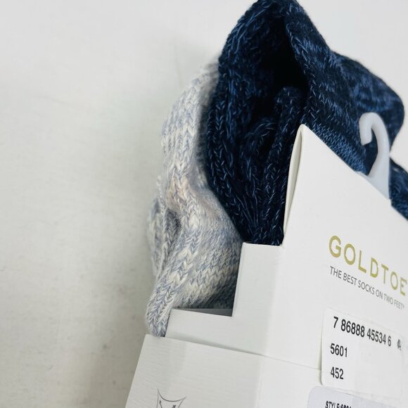 Gold Toe Womens Shoe Size 6-9 2 Pack Boyfriend Slouch Crew Socks in Blue 1411 - Picture 7 of 7